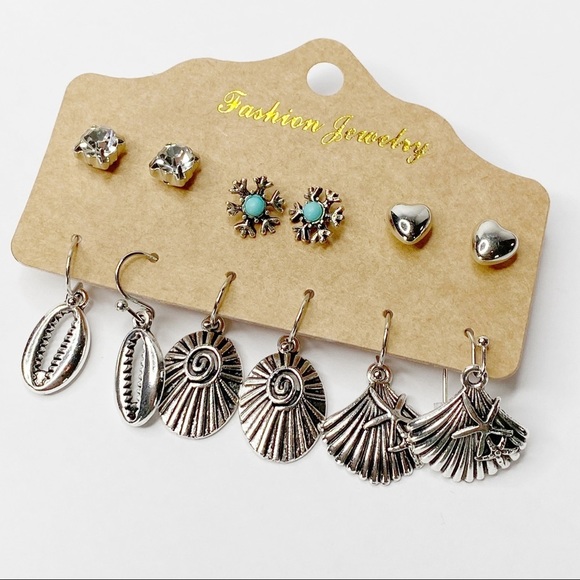 6pc Set Boho Beach Vibes Dangle + Stud Earrings - Picture 3 of 13